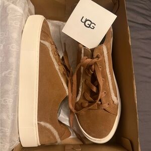 UGG Tan Suede Sneakers with Cream Accents